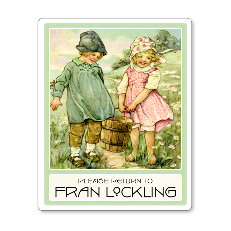 Jack & Jill Vintage Nursery Rhyme Personalized Childrens Bookplates - BABY SHOWER GIFT - Vintage Postcard Boutique
