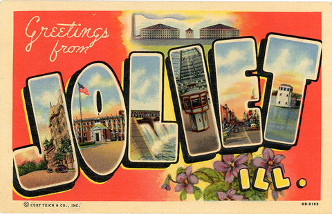 Joliet Illinois Large Letter Vintage Postcard (unused)
