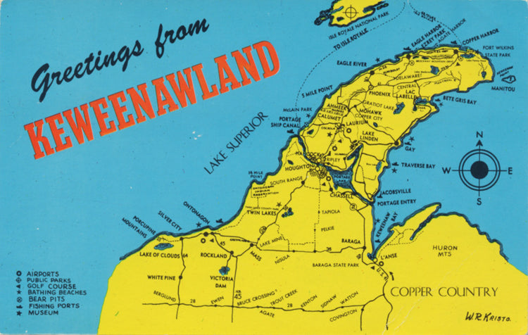 Keweenawland Map Michigan's Copper Country Vintage Postcard 1980 - Vintage Postcard Boutique