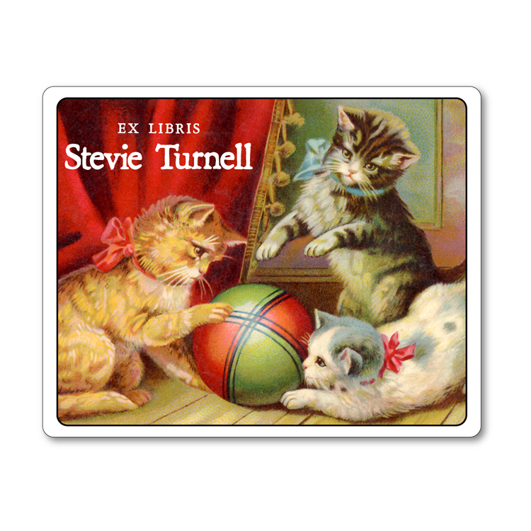 Vintage Frisky Kittens Playing with Ball Personalized Cat Bookplates - Vintage Postcard Boutique