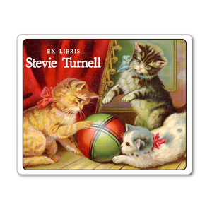 Vintage Frisky Kittens Playing with Ball Personalized Cat Bookplates - Vintage Postcard Boutique