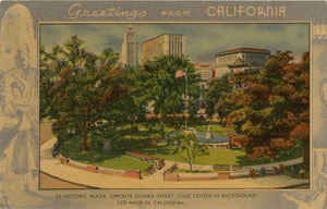Los Angeles California Historic Plaza & Civic Center Near Olvera Street Vintage Postcard 1950 - Vintage Postcard Boutique