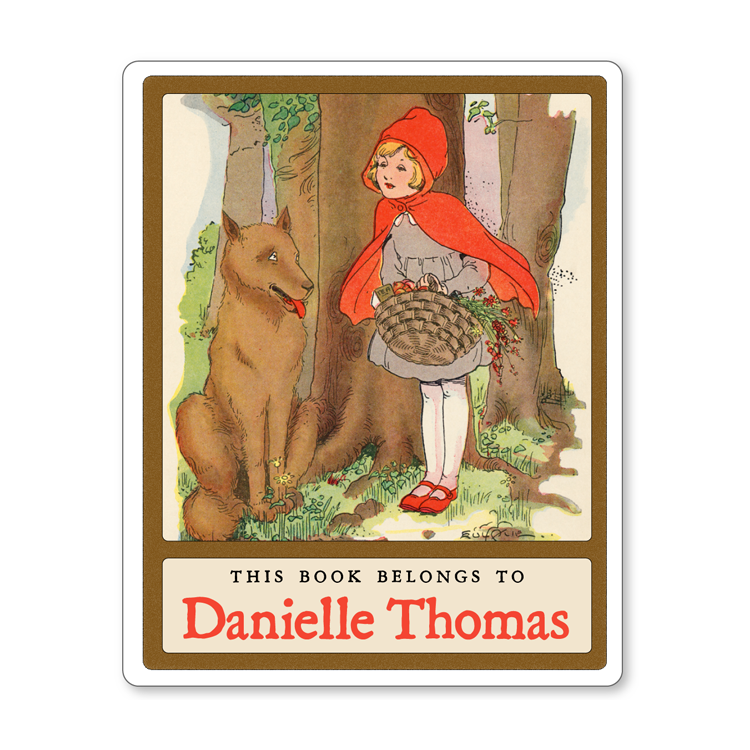 Vintage Little Red Riding Hood Personalized Fairy Tale Bookplates - Childrens Books - Vintage Postcard Boutique