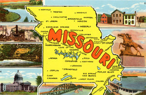 Missouri State Map Lake Taneycomo Hannibal Vintage Postcard (unused) - Vintage Postcard Boutique