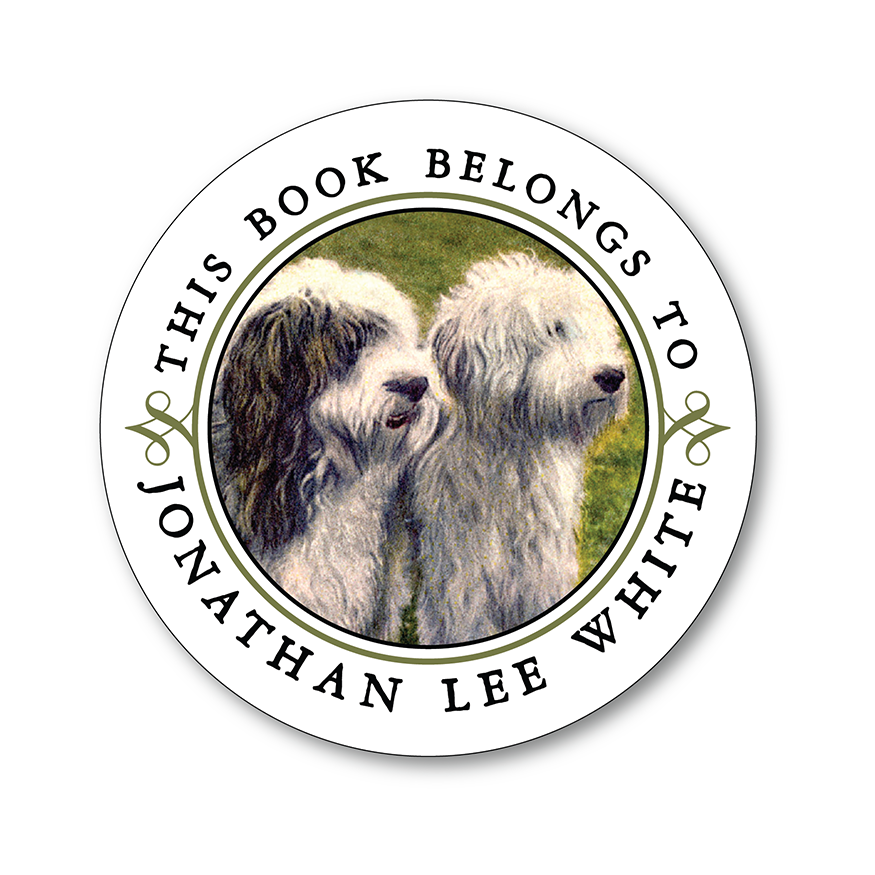 English Sheepdogs Vintage Personalized Bookplates Ex libris Book Labels - DOG LOVER GIFT - Vintage Postcard Boutique