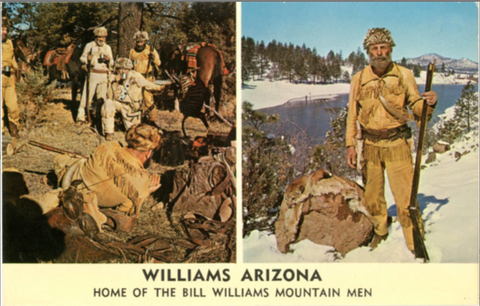 Bill Williams Mountain Men Williams Arizona Route 66 Vintage Postcard 1965 - Vintage Postcard Boutique