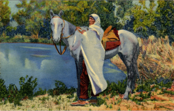 Taos New Mexico Indian Horseman Vintage Postcard 1958 - Vintage Postcard Boutique