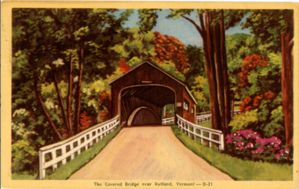 Rutland Vermont Covered Bridge & Autumn Foliage Vintage Postcard 1948 - Vintage Postcard Boutique