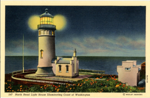Cape Disappointment Washington Coast North Head Light House Vintage Postcard (unused) - Vintage Postcard Boutique