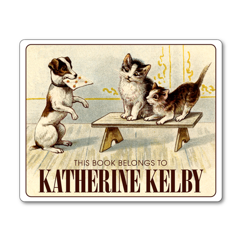 Special Delivery Dog & Kittens Vintage Personalized Bookplates - CHILDREN'S BOOKS - Vintage Postcard Boutique