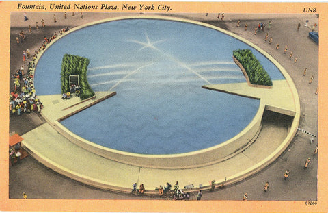 United Nations Plaza & Fountain New York City Vintage Postcard (unused)