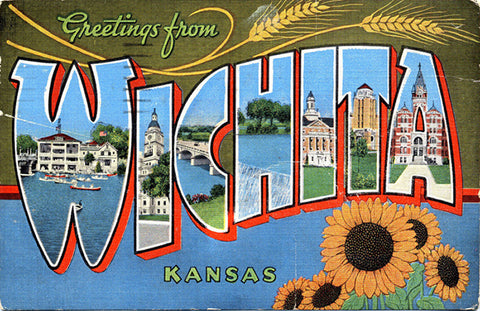 Wichita Kansas Large Vintage Postcard 1950 - Vintage Postcard Boutique