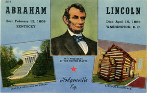 Abraham Lincoln Hodgenville Kentucky 16th President Vintage Postcard 1969 - Vintage Postcard Boutique