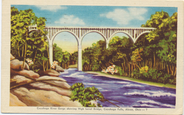 Akron Ohio Cuyahoga River Gorge Vintage Postcard 1948 - Vintage Postcard Boutique