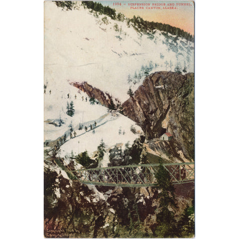 Placer Canyon Alaska Suspension Bridge Vintage Postcard 1906 - Vintage Postcard Boutique