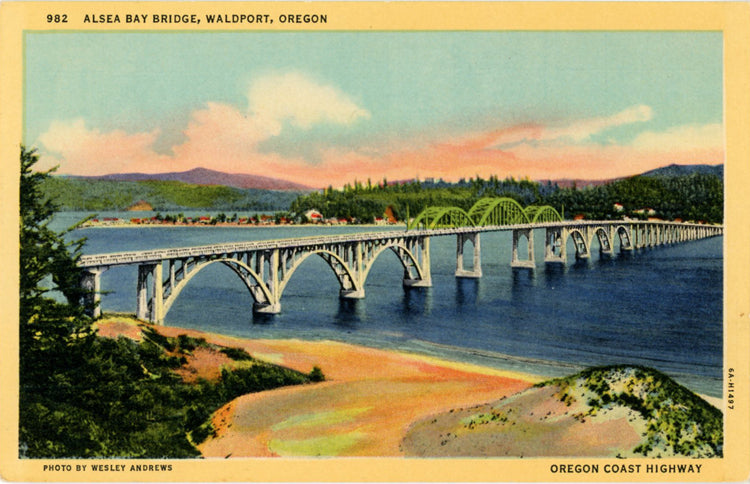 Waldport Oregon Alsea Bay Bridge Vintage Postcard (unused) - Vintage Postcard Boutique