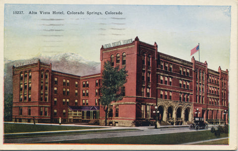 Colorado Springs Alta Vista Hotel Colorado Vintage Postcard 1928 - Vintage Postcard Boutique