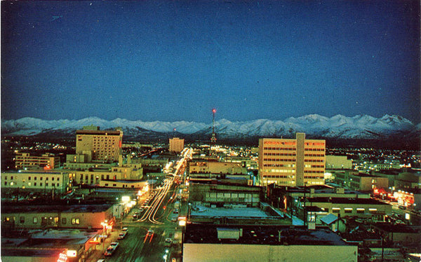 Anchorage Alaska at Twilight Chugach Mountains Vintage Postcard (unused) - Vintage Postcard Boutique
