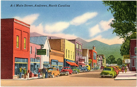 Andrews North Carolina Main Street Scene Vintage Postcard (unused) - Vintage Postcard Boutique
