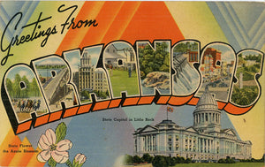 Arkansas Large Letter Bear State Vintage Linen Postcard (unused) - Vintage Postcard Boutique