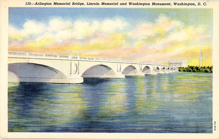 Arlington Memorial Bridge Potomac River Washington D.C. Vintage Postcard (unused) - Vintage Postcard Boutique
