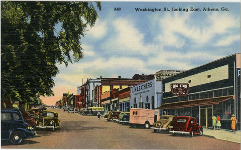 Athens Georgia Washington Street Looking East Vintage Postcard (unused)