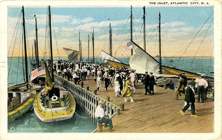 Atlantic City New Jersey Inlet Yachting Pier Vintage Postcard 1923 - Vintage Postcard Boutique