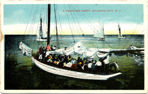 Atlantic City New Jersey Yachting Party Vintage Postcard circa 1900 - Vintage Postcard Boutique
