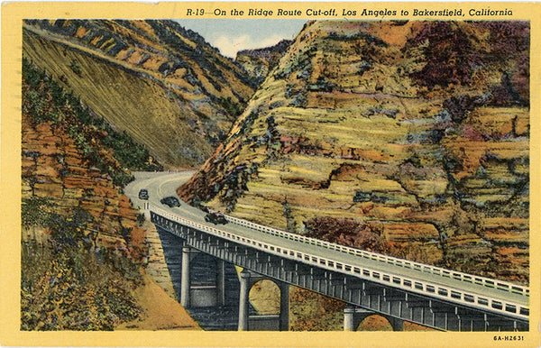 U.S. Highway 99 Ridge Route Los Angeles to Bakersfield California Vintage Postcard 1954 - Vintage Postcard Boutique