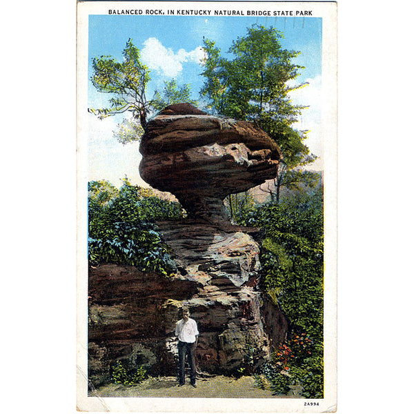 Kentucky Natural Bridge State Park Balanced Rock Vintage Postcard 1935 - Vintage Postcard Boutique