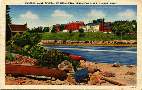 Eastern Bangor Maine General Hospital Penobscot River Vintage Postcard (unused) - Vintage Postcard Boutique