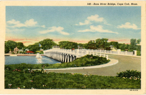 Cape Cod Massachusetts Bass River Bridge Route 28 Vintage Postcard 1940s - Vintage Postcard Boutique
