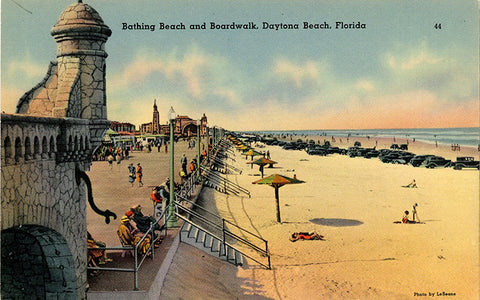 Daytona Beach Florida Bathing Beach & Boardwalk Vintage Postcard (unused)