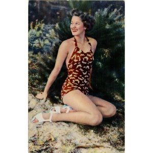 Bathing Beauty Pin-Up Girl in Butterfly Swimsuit Vintage Postcard 1943 - Vintage Postcard Boutique