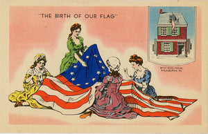 Betsy Ross Birth of Our American Flag Philadelphia Pennsylvania Vintage Postcard (unused) - Vintage Postcard Boutique