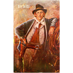 Cowboy Western Vintage Postcard – Billy the Kid Gunfighter of Old West (unused)