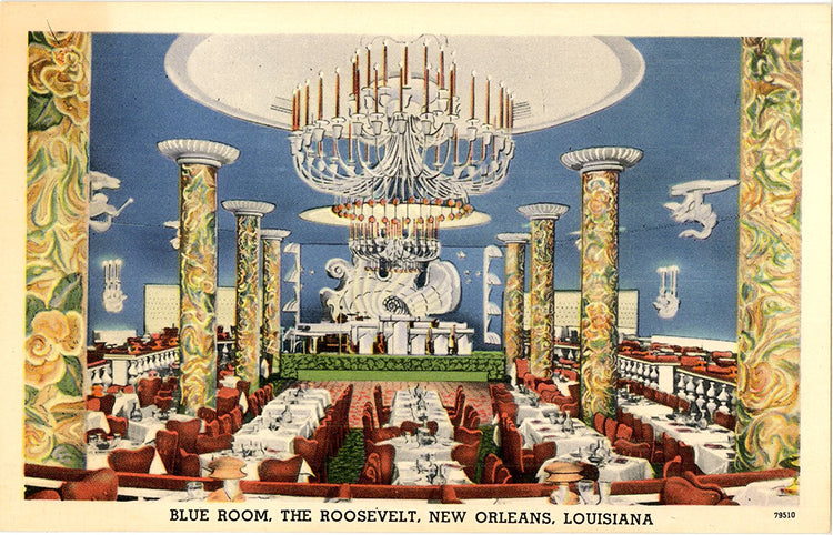 New Orleans Louisiana Roosevelt Blue Room Vintage Postcard (unused) - Vintage Postcard Boutique
