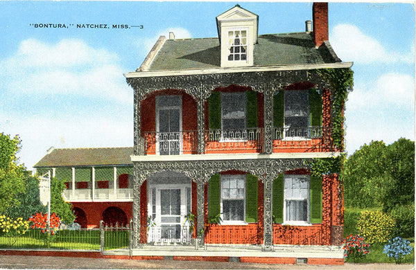Natchez Mississippi Bontura Historic Home Vintage Postcard (unused) - Vintage Postcard Boutique