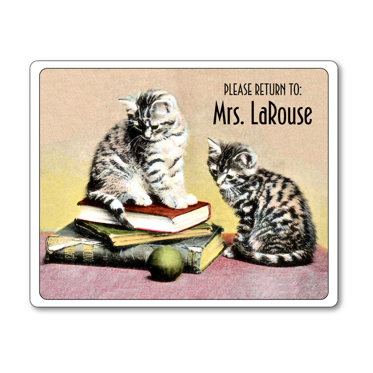 Bookworm Kitties Ex Libris Personalized Bookplates - CHILDRENS BOOKS - Vintage Postcard Boutique
