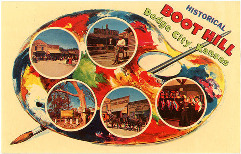 Dodge City Kansas Boot Hill Palette Series Vintage Postcard (unused) - Vintage Postcard Boutique