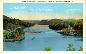 Brattleboro Vermont Suspension Bridge Connecticut River Vintage Postcard (unused) - Vintage Postcard Boutique