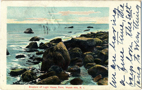 Watch Hill Rhode Island Light House Point Vintage Postcard 1913 - Vintage Postcard Boutique