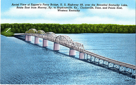 Kentucky Lake Eggner's Ferry Bridge Aerial Vintage Postcard (unused) - Vintage Postcard Boutique