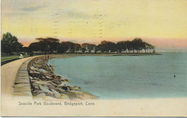 Bridgeport Connecticut Seaside Park Blvd. Sunset Vintage Postcard 1912 - Vintage Postcard Boutique