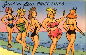 Few Brief Lines Women in Swimsuits on Beach Vintage Comic Postcard (unused) - Vintage Postcard Boutique