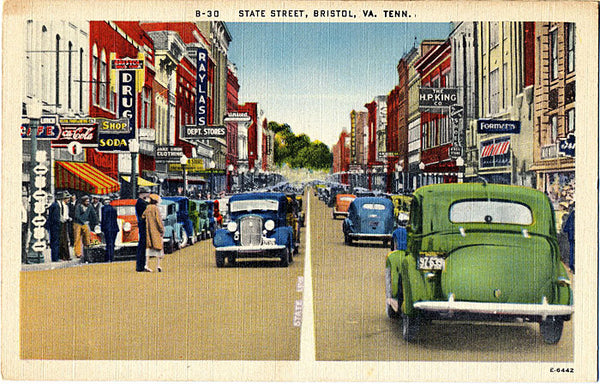 Bristol Tennessee Virginia State Street Vintage Postcard (unused) - Vintage Postcard Boutique