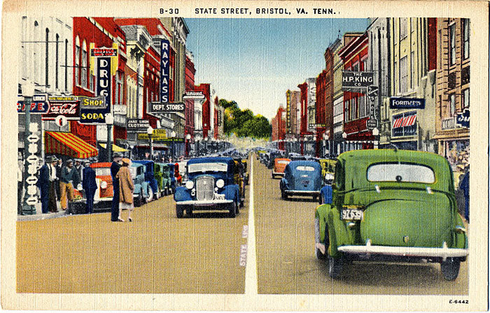 Bristol Tennessee Virginia State Street Vintage Postcard (unused) - Vintage Postcard Boutique