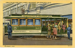 San Francisco California Cable Caron Turn Table at Powell & Market Vintage Postcard 1954 - Vintage Postcard Boutique