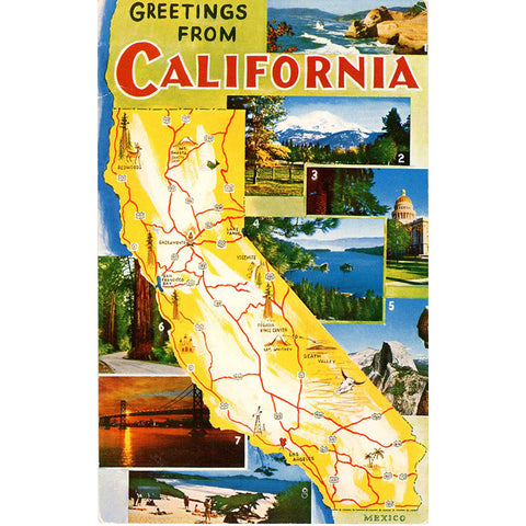 California State Map Multi View Vintage Postcard (unused) - Vintage Postcard Boutique