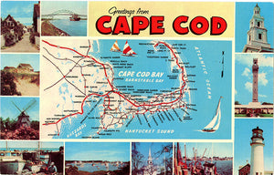 Cape Cod Natucket Martha's Vineyard Map Vintage Postcard (unused) - Vintage Postcard Boutique